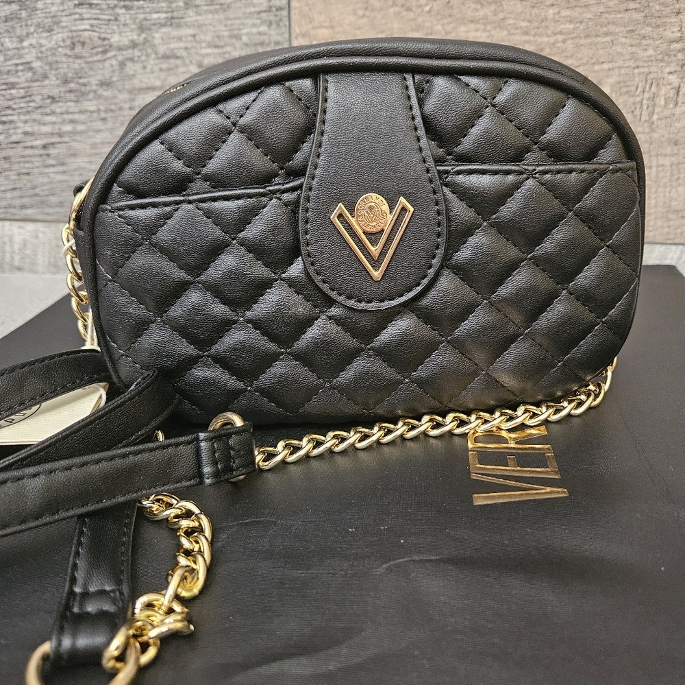VALENTINO ORLANDI black crossbody bag w/goldtone hardware